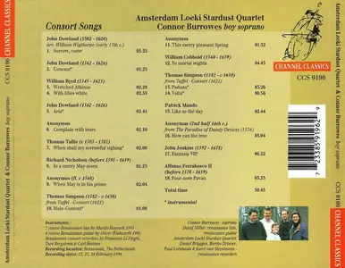 Amsterdam Loeki Stardust Quartet, Connor Burrowes - Consort Songs (1996)