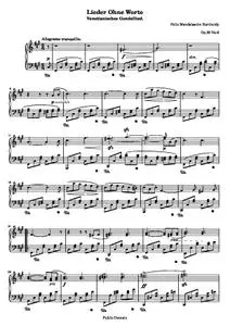 Mendelssohn-BartholdyF - Lieder ohne Worte: Venetianisches Gondellied, Op.30 No.6