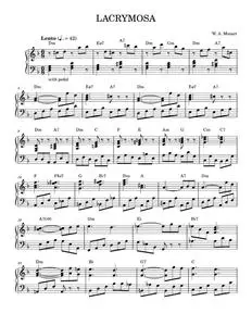 Lacrymosa - Wolfgang Amadeus Mozart (Piano Solo)