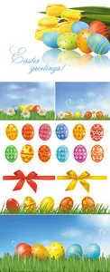 Easter Greetings with Eggs Vector