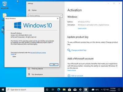 Windows 10 Pro 21H1 10.0.19043.1110 (x86/x64) With Office 2019 Pro Plus Preactivated Multilingual July 2021
