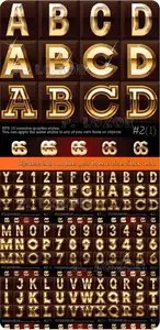 Alphabet and numbers gold three choices Stock vector