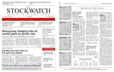 Stockwatch - Canada Daily – April 26, 2018