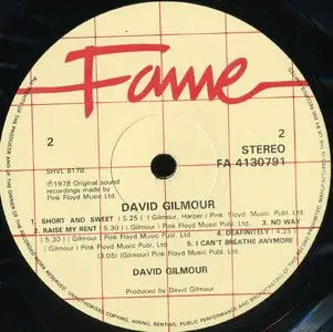 David Gilmour ‎– David Gilmour {UK Reissue} Vinyl Rip 24/96