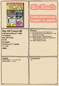 Rip Off Comix 006 1980 1st Edition Sir Real