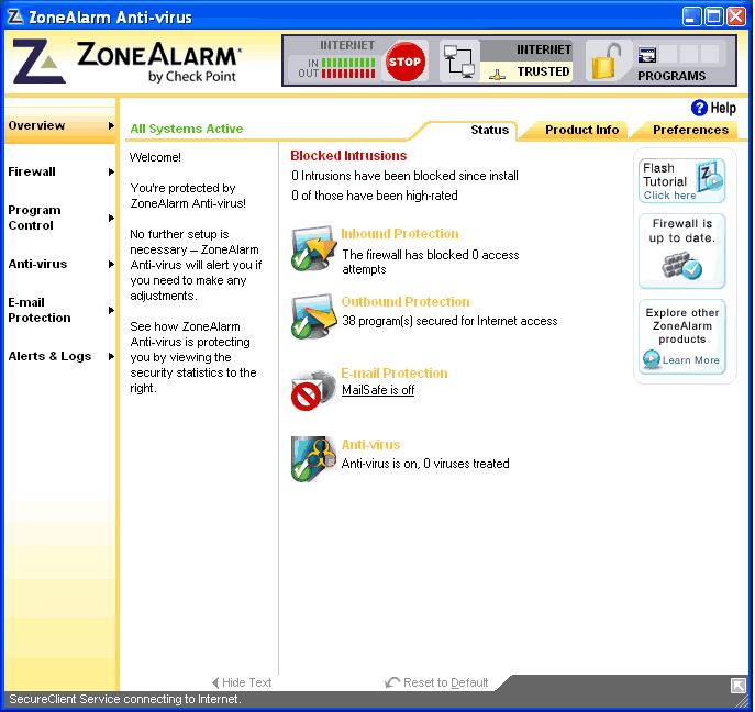 ZoneAlarm Antivirus ver. 7.0.334.000