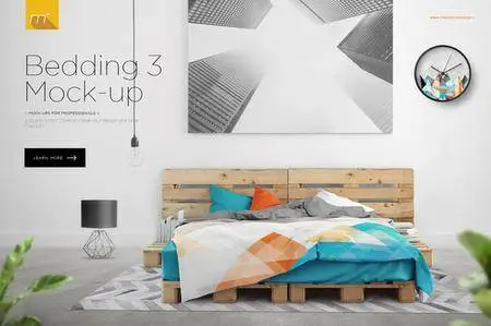 CreativeMarket - Bedding 3 Mock-up