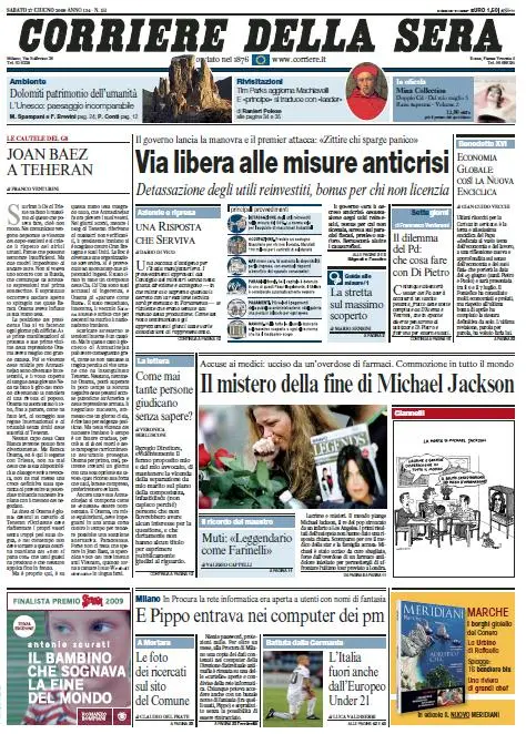 Il Corriere della Sera (27-06-09)