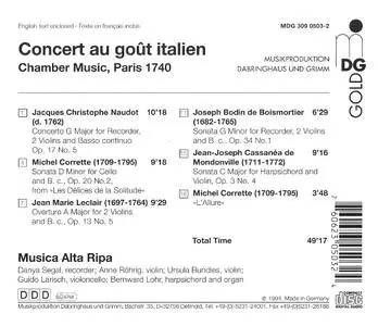 Musica Alta Ripa - Concert au goût italien: Chamber Music Paris 1740 (1994)