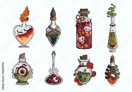 Poison Bottles Magic Potion Spell Jars Witchcraft Elements 530171119