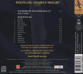 Jordi Savall, Le Concert des Nations, La Capella reial de Catalunya - Mozart: Requiem K626, Maurerische Trauermusik K477 (2010)