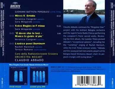 Claudio Abbado, Orchestra Mozart - Pergolesi: Missa S.Emidio, Salve Regina, Manca la guida al pie, Laudate pueri Dominum (2010)