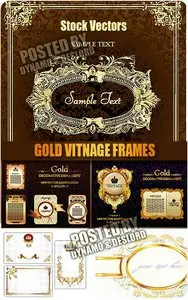Gold vitnage frames - Stock Vectors
