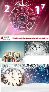 Vectors - Christmas Backgrounds with Clocks 4