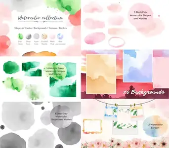 Watercolor Collection - Hand-painted Shapes & Swashes