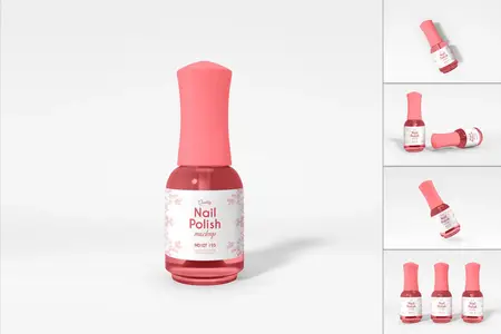 EE - Cosmetic Nail Polish Bottle Branding Mockup Set 6ATZFWU