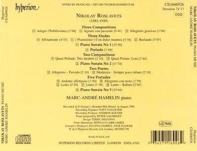 Marc-Andre Hamelin - Nikolay Roslavets: Piano Music (1997)