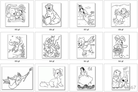 1075 Disney Kids Pictures For Colouring Pack 1 to 6