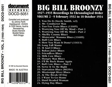 Big Bill Broonzy - In Chronological Order Vol.2 (1932-1934) (1991)