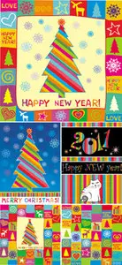 New Year Color Seamless Patterns Vector