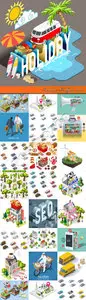 Isometric 3D objects vector