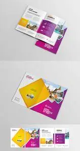 Purple and Orange Brochure Layout