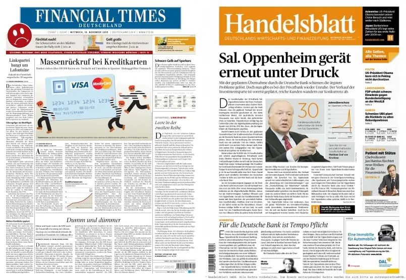 FinancialTimes Deutschland  & Handelsblatt vom 18.11.2009