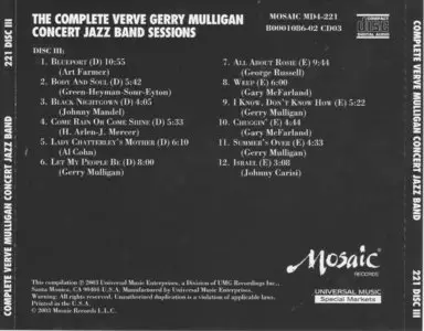 Gerry Mulligan - The Complete Verve Gerry Mulligan Concert Band Sessions 1960-1962 (2003) {4CD Set Mosaic MD4-221}