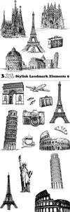 Vectors - Stylish Landmark Elements 9