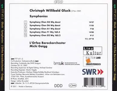 Michi Gaigg, L'Orfeo Barockorchester - Christoph Willibald Gluck: Five Symphonies (2011)