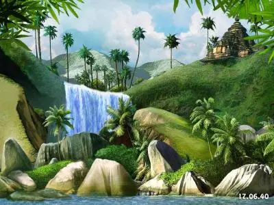 Waterfall and Temple Screensaver FULL 