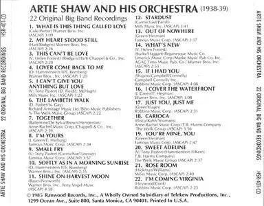 Artie Shaw & His Orchestra - 22 Original Big-Band Recordings (1985) {Ranwood}