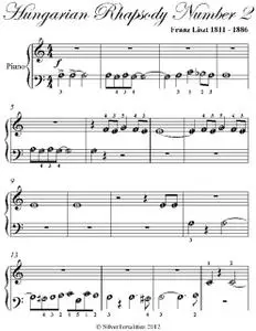 «Hungarian Rhapsody Number 2 Beginner Piano Sheet Music» by Franz Liszt