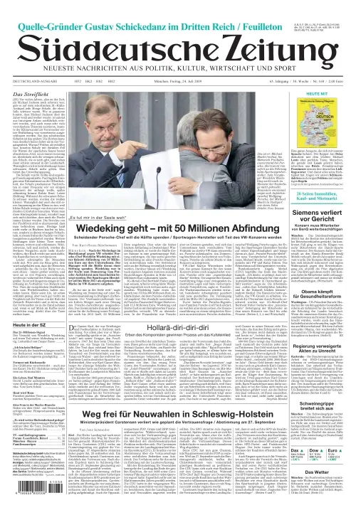 Sueddeutsche Zeitung vom 24.07.2009