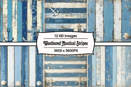 Weathered Nautical Stripes - 12 PNG Textures