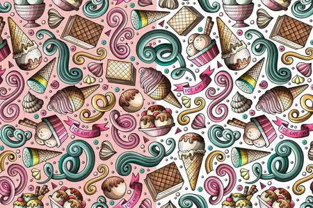 EE - Ice Cream Cartoon Seamless Pattern BWJGNLW