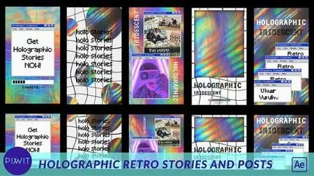 Holographic Iridescent Retro Stories and Posts 43792454