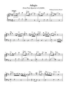 Adagio (from Flute Quartet In D, K285) - Wolfgang Amadeus Mozart (Piano-Vocal-Guitar (Piano Accompaniment))