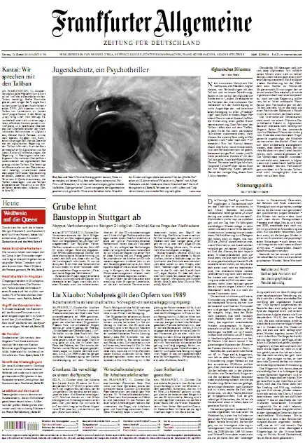 Frankfurter Allgemeine Zeitung mit RMZ vom 12. Oktober 2010