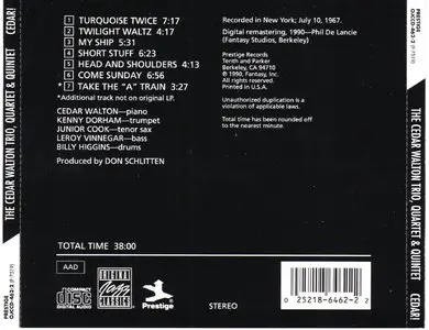 Cedar Walton Trio, Quartet & Quintet - Cedar! (1967) [Remastered 1990]