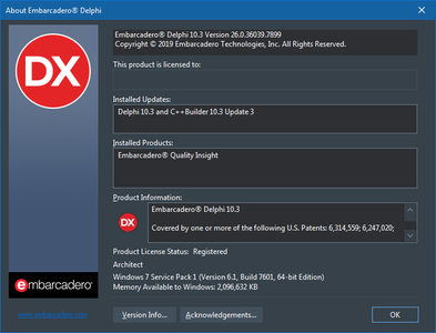 Embarcadero Delphi 10.3.3 Rio version 26.0.36039.7899 Lite 15.3