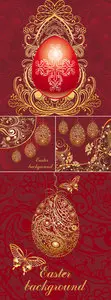 Golden Easter Backgrounds Vector