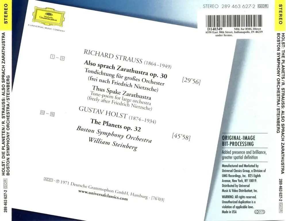 Holst · The Planets · Strauss · Also sprach Zarathustra