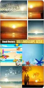 Sea landscape. Set.4 - Stock Vector