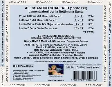 Martin Gester, Le Parlement de Musique - Alessandro Scarlatti: Lamentazioni per la Settimana Santa (1993)