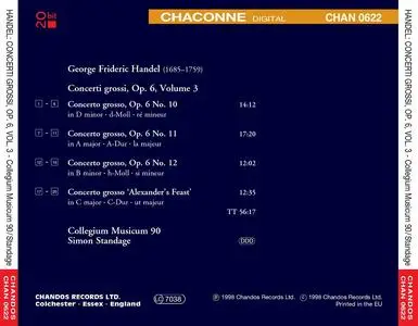 Simon Standage, Collegium Musicum 90 - George Frideric Handel: Concerti grossi Op. 6, Vol. 3 (1998)