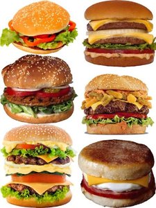 Fast food: hamburger, sandwich, cheeseburger, Big Mac
