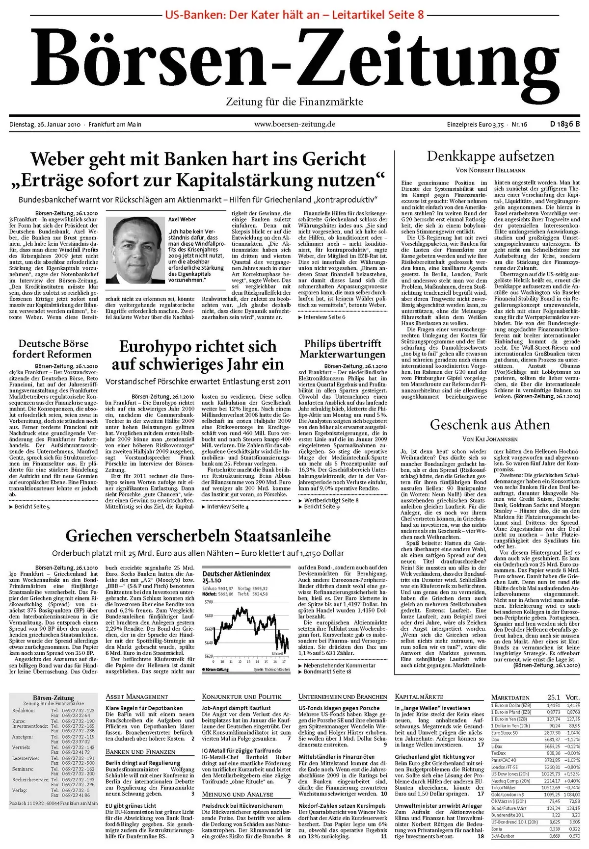 Boersenzeitung vom 26. Januar 2010