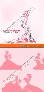 Wedding invitation with silhouette bride vector