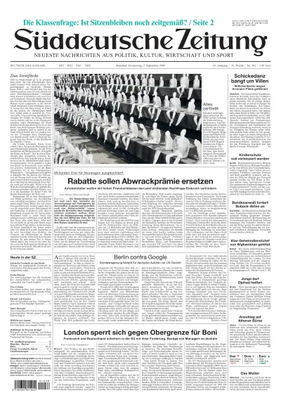 Sueddeutsche Zeitung vom 03.09.2009